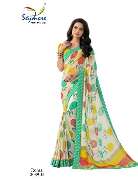 Festive Wear Designer Georgette Saree - Multi Color, Material: Georgette, Fabric Type: Brocade, Style: Bollywood