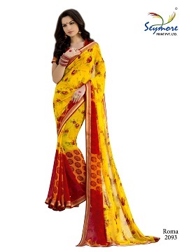 Festive Wear Designer Georgette Saree - Multi Color, Brocade Fabric, Bollywood Style