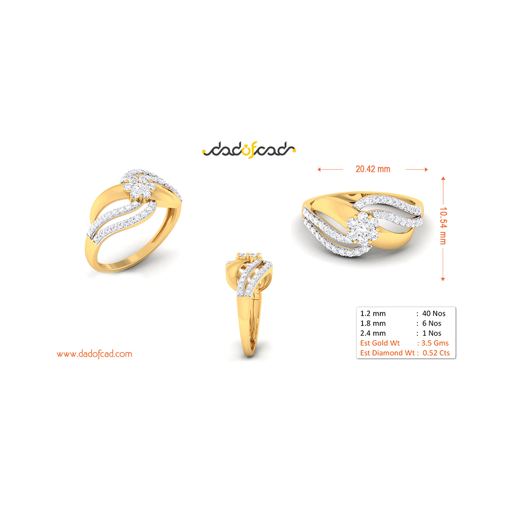 18k Yellow Gold Ring With Diamonds