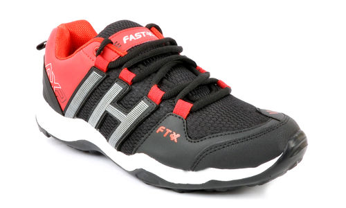 Trendy Black And Red Sports Shoes