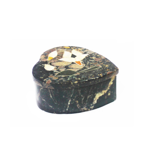 Brown Marble Box With Stone Inlay Work