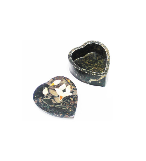 Brown Marble Box With Stone Inlay Work
