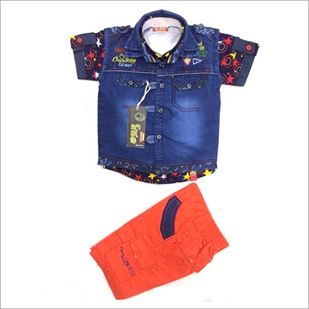 ऑरेंज और ब्लू थ्री पीस सूट