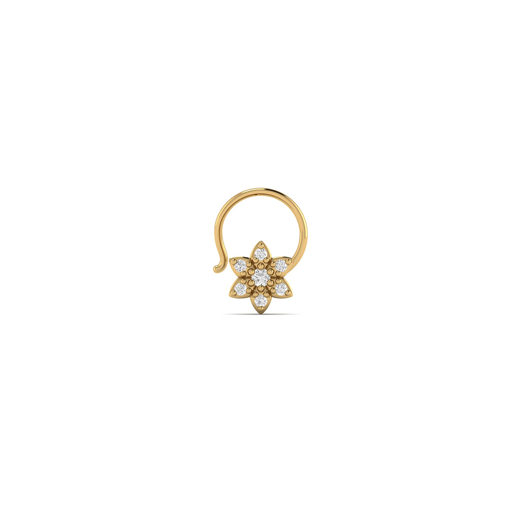 18k Yellow Gold Nose Pin With Diamonds