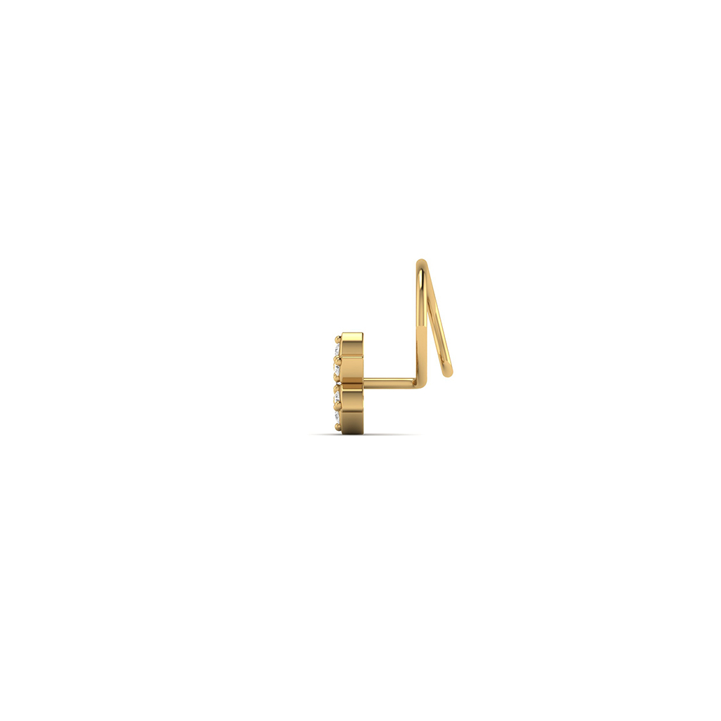 18k Yellow Gold Nose Pin With Diamonds