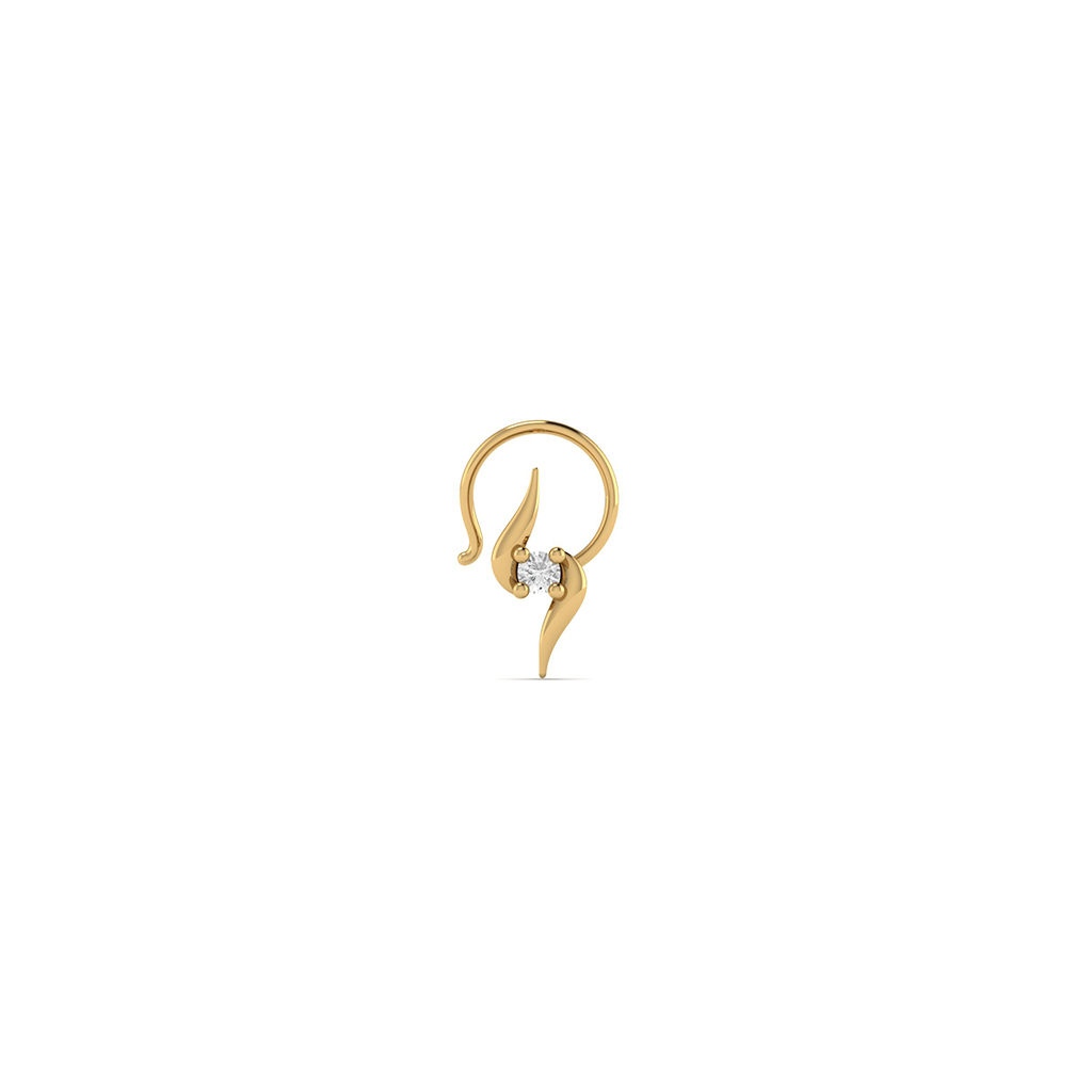 18k Yellow Gold Nose Pin With Diamonds