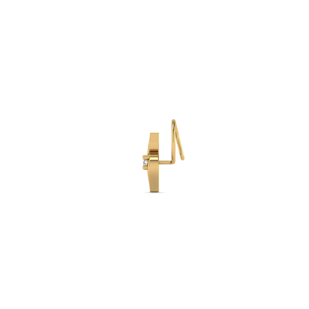 18k Yellow Gold Nose Pin With Diamonds