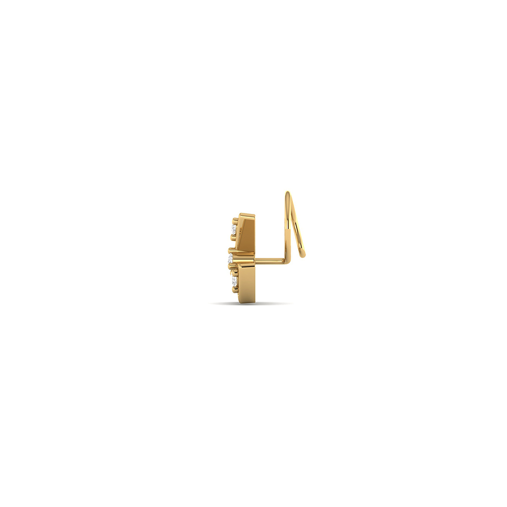 18k Yellow Gold Nose Pin With Diamonds