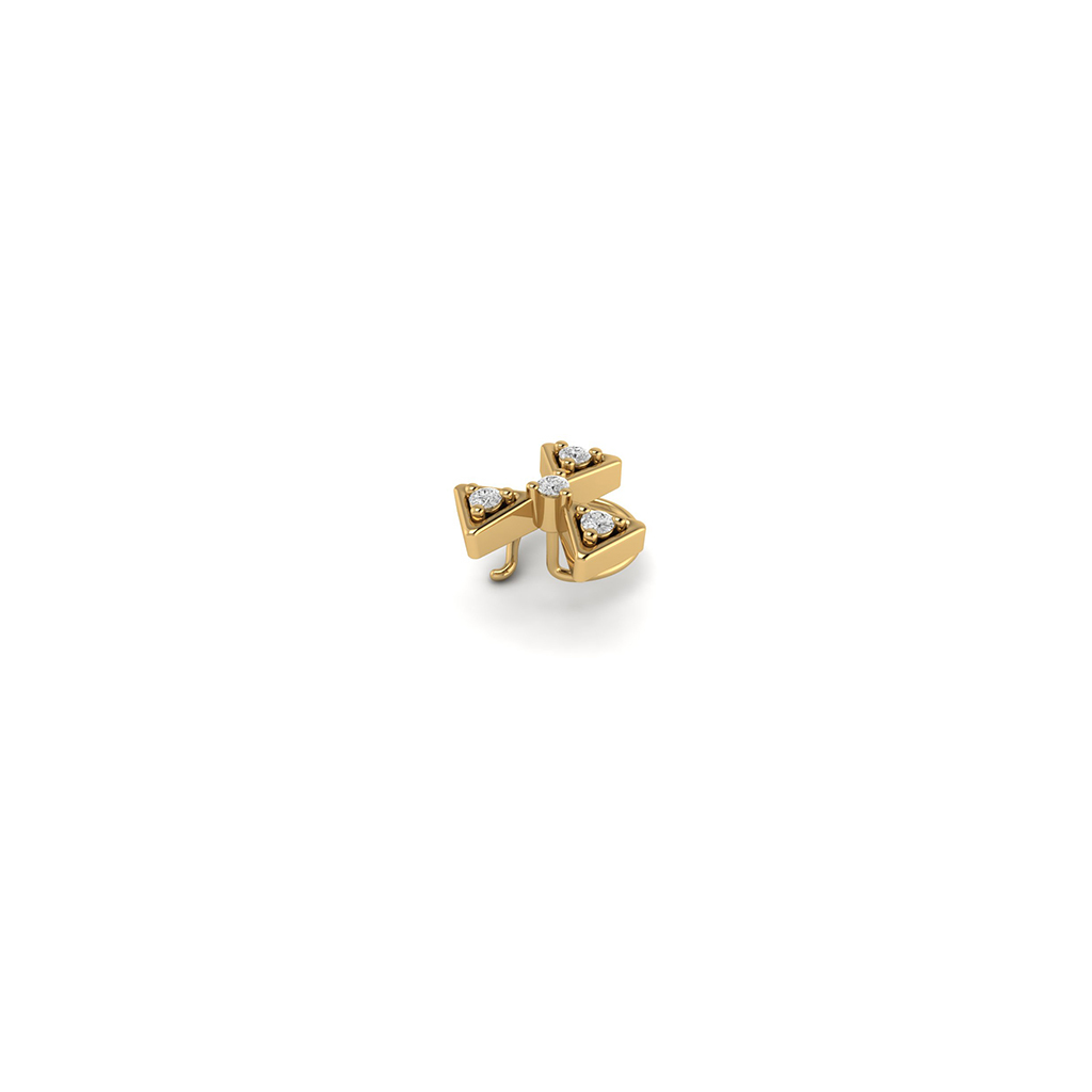 18k Yellow Gold Nose Pin With Diamonds