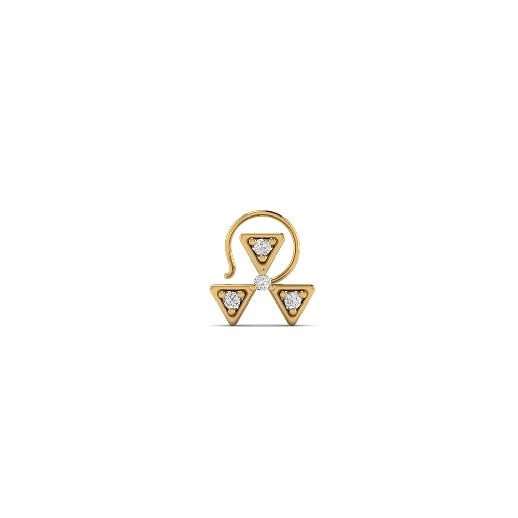 18k Yellow Gold Nose Pin With Diamonds