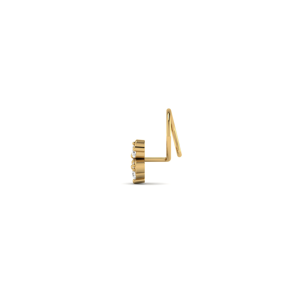 18k Yellow Gold Nose Pin With Diamonds