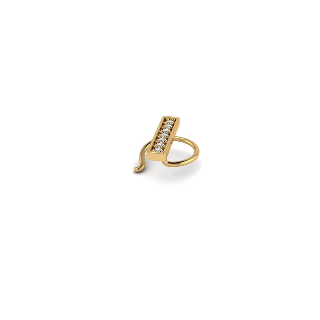 18k Yellow Gold Nose Pin With Diamonds