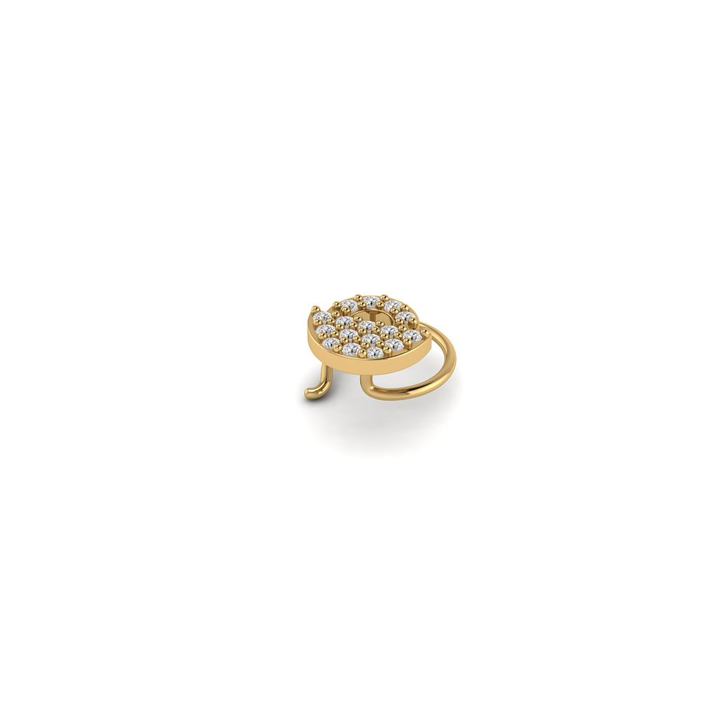 18k Yellow Gold Nose Pin With Diamonds