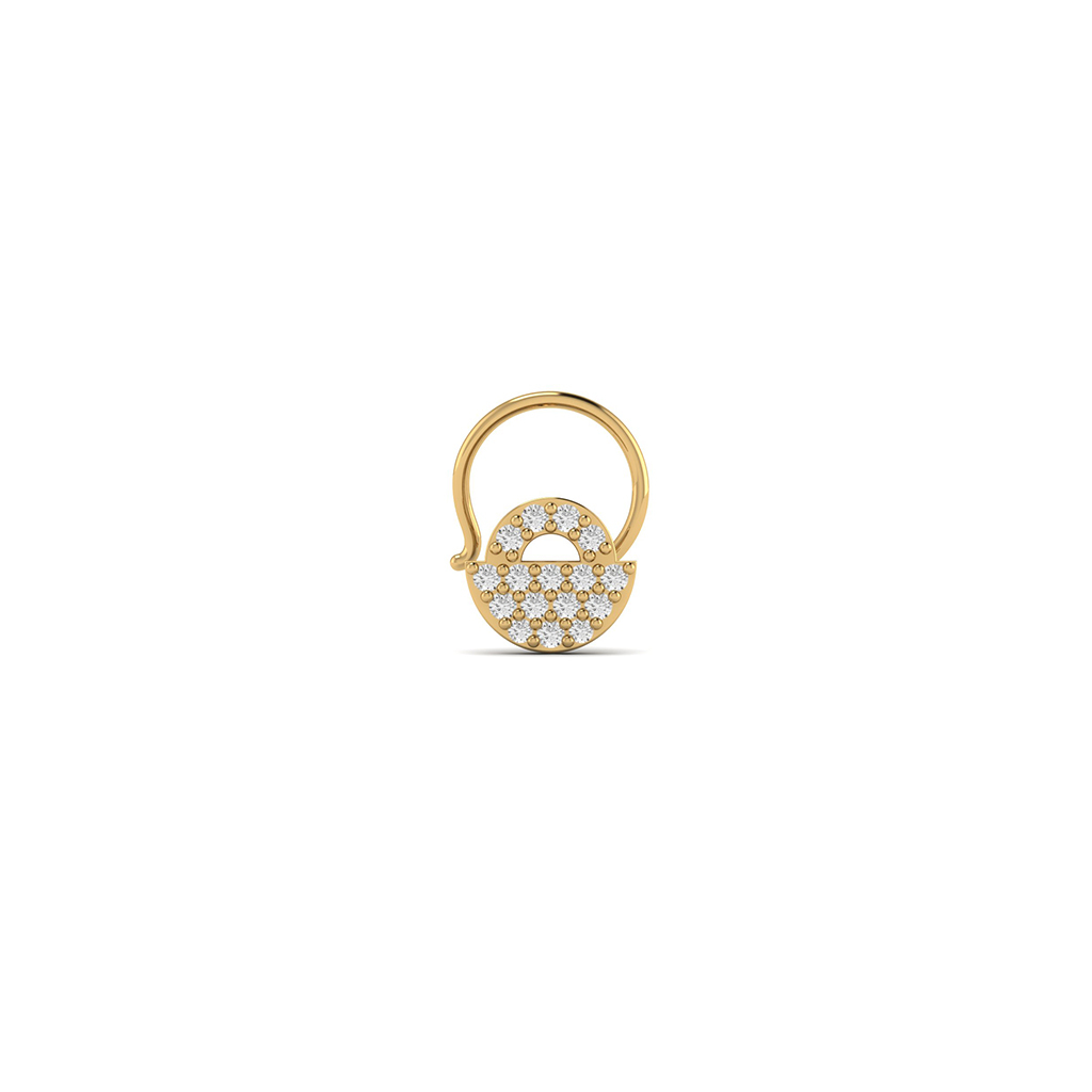 18k Yellow Gold Nose Pin With Diamonds