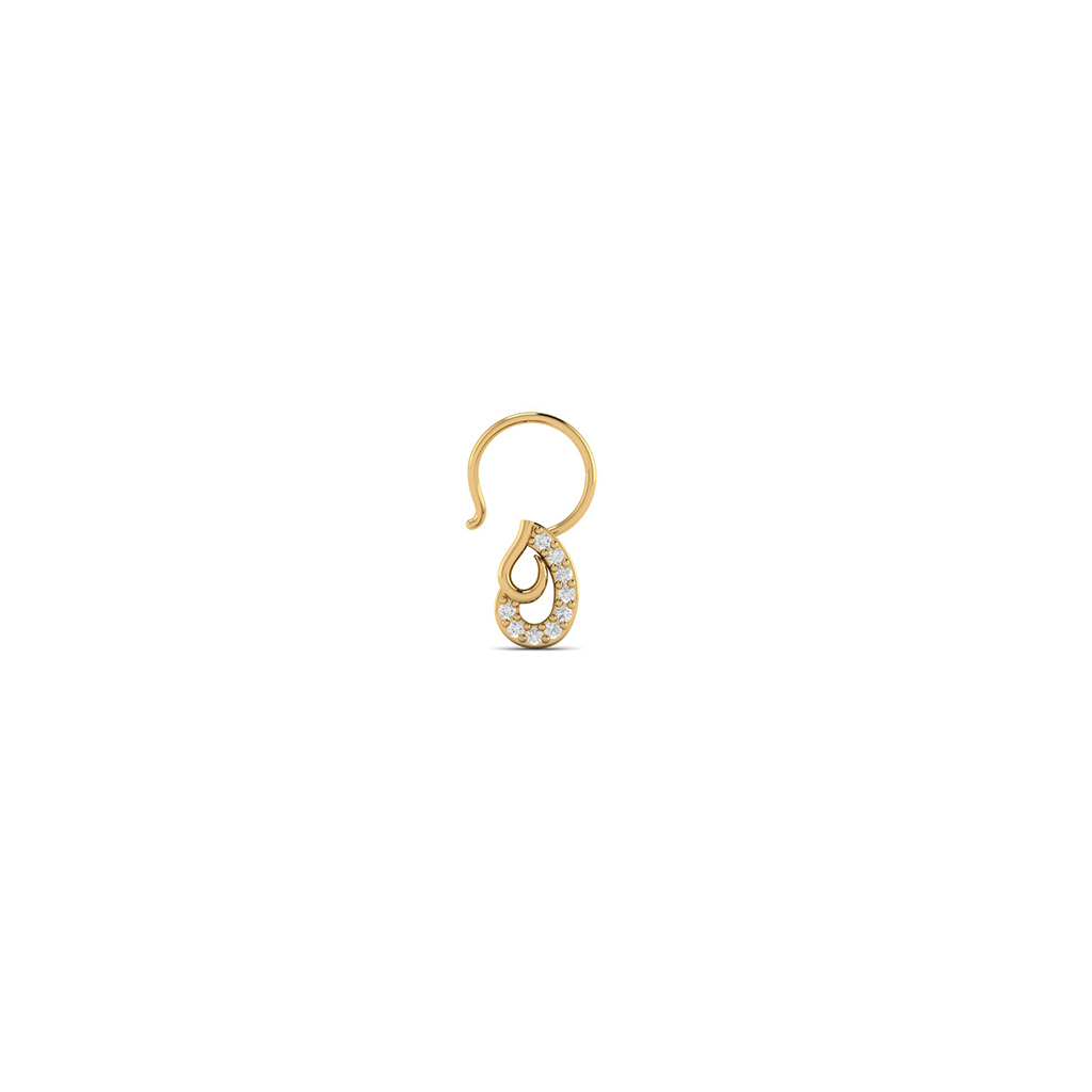 18k Yellow Gold Nose Pin With Diamonds