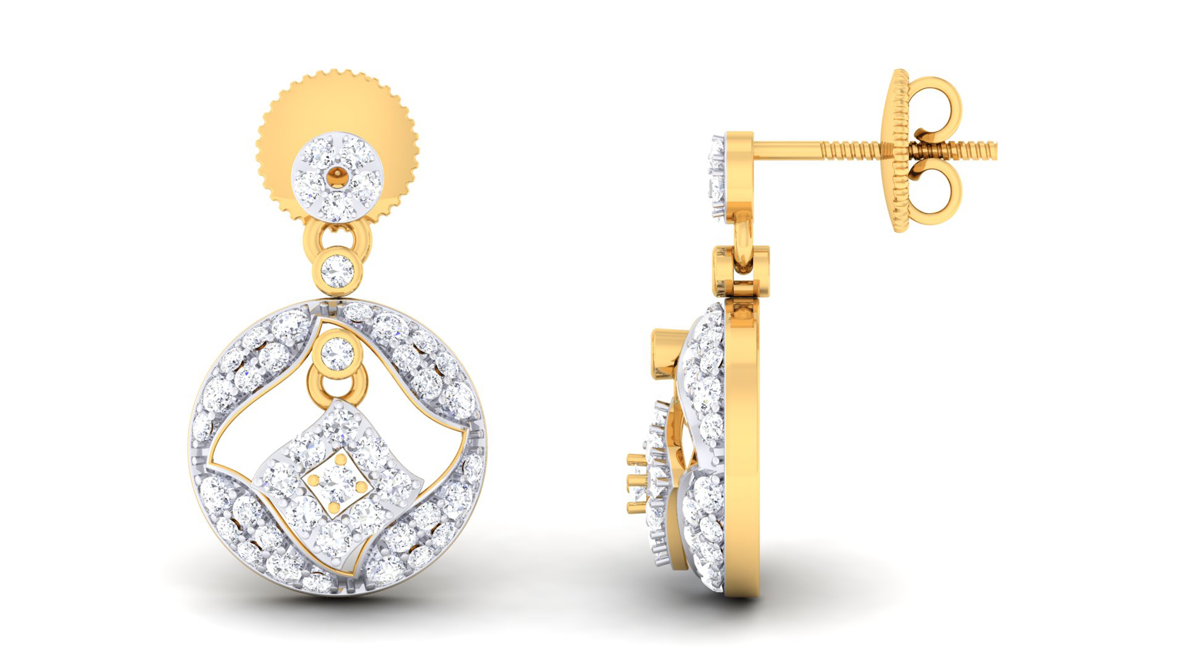 18k Yellow Gold Earring With Diamonds