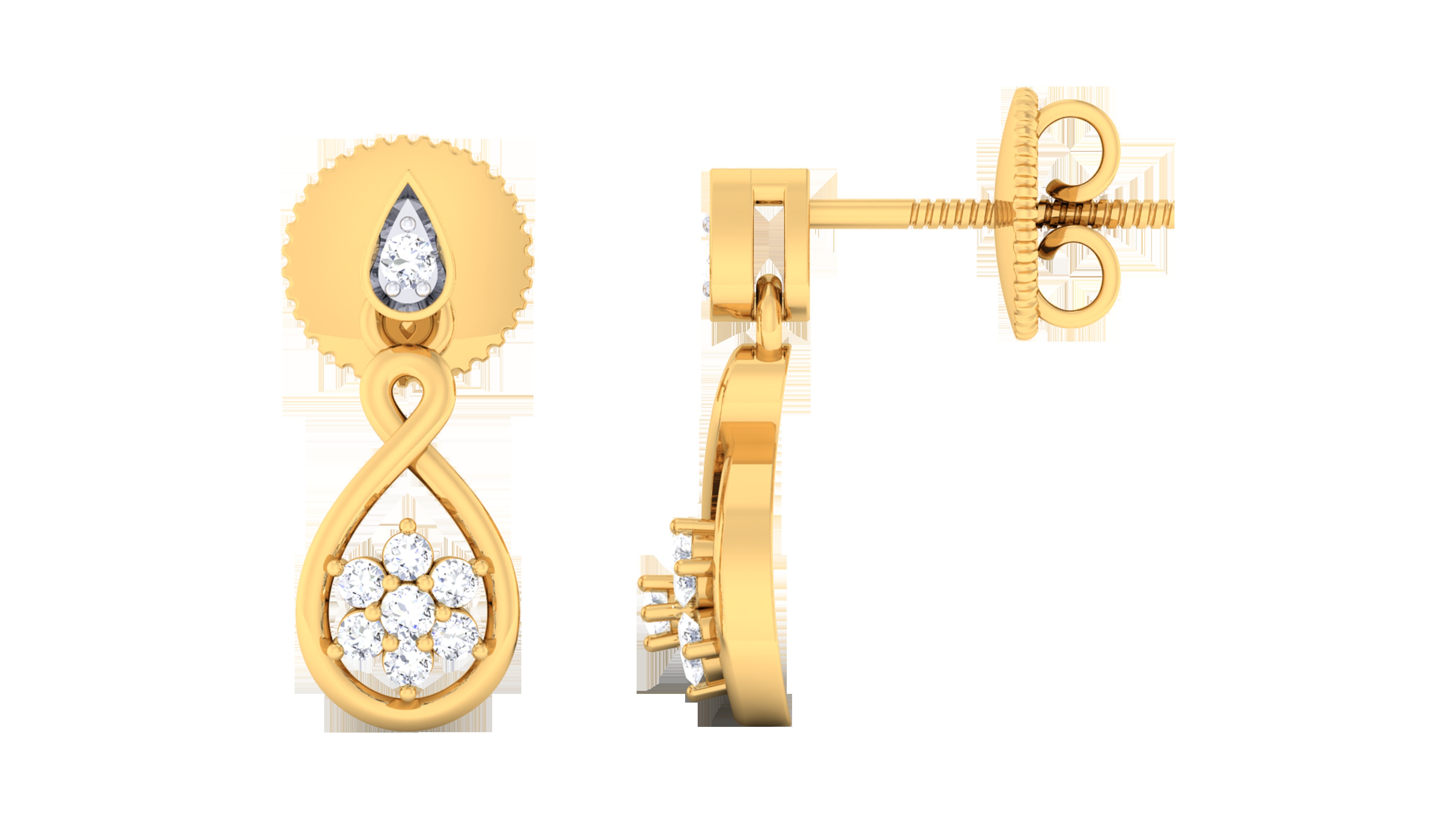 18k Yellow Gold Earring With Diamonds