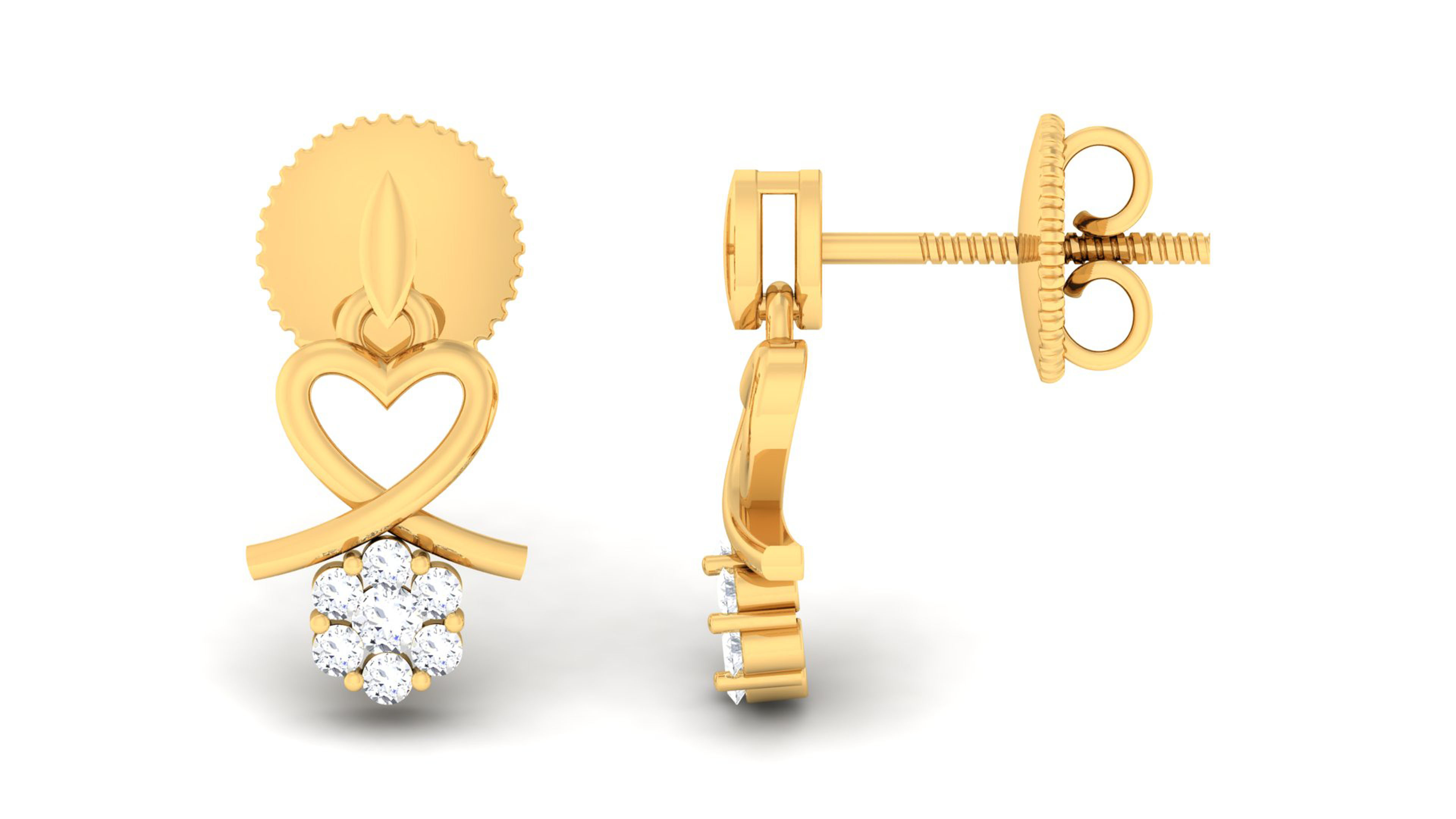 18k Yellow Gold Earring With Diamonds