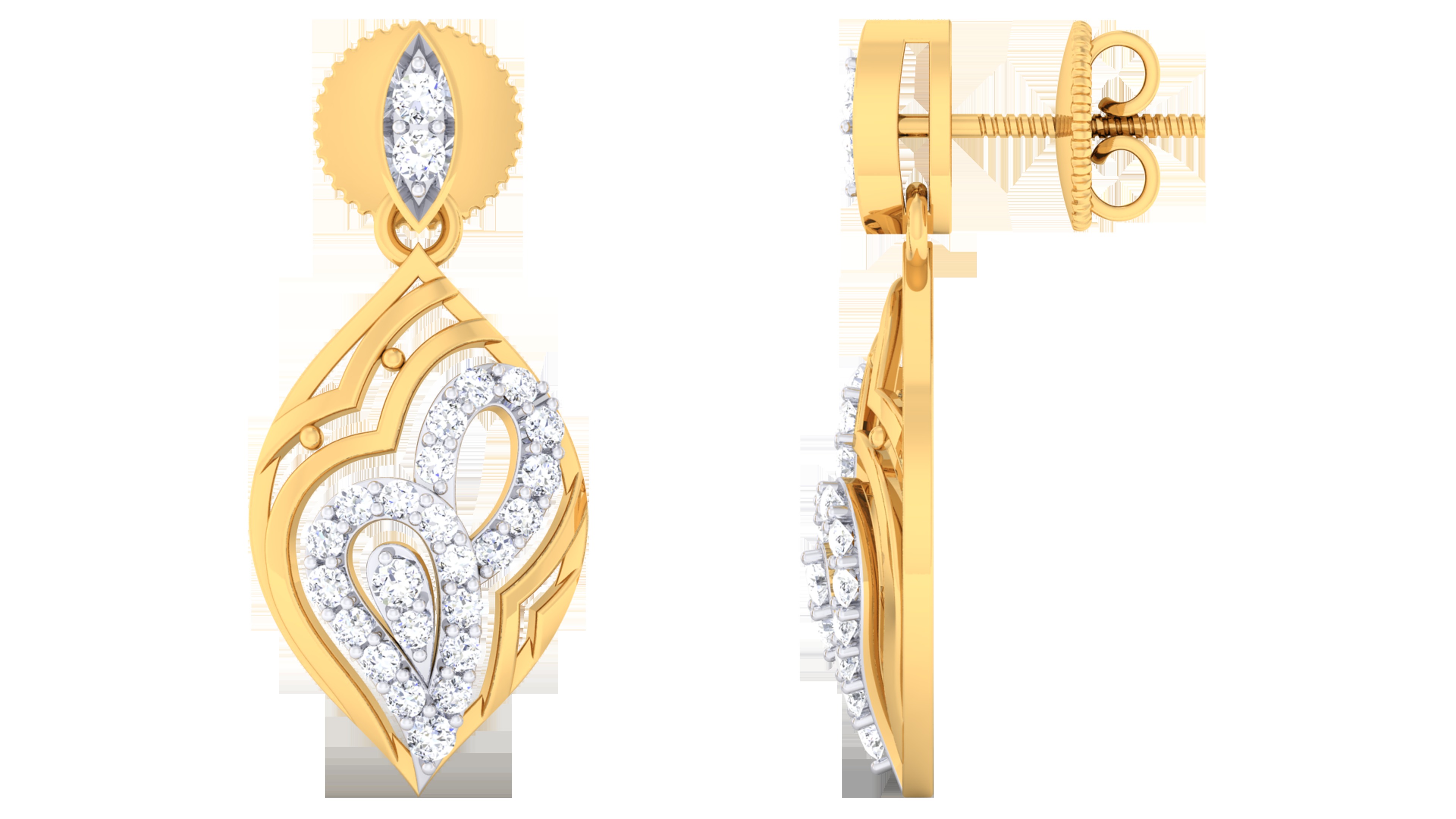 18k Yellow Gold Earring With Diamonds