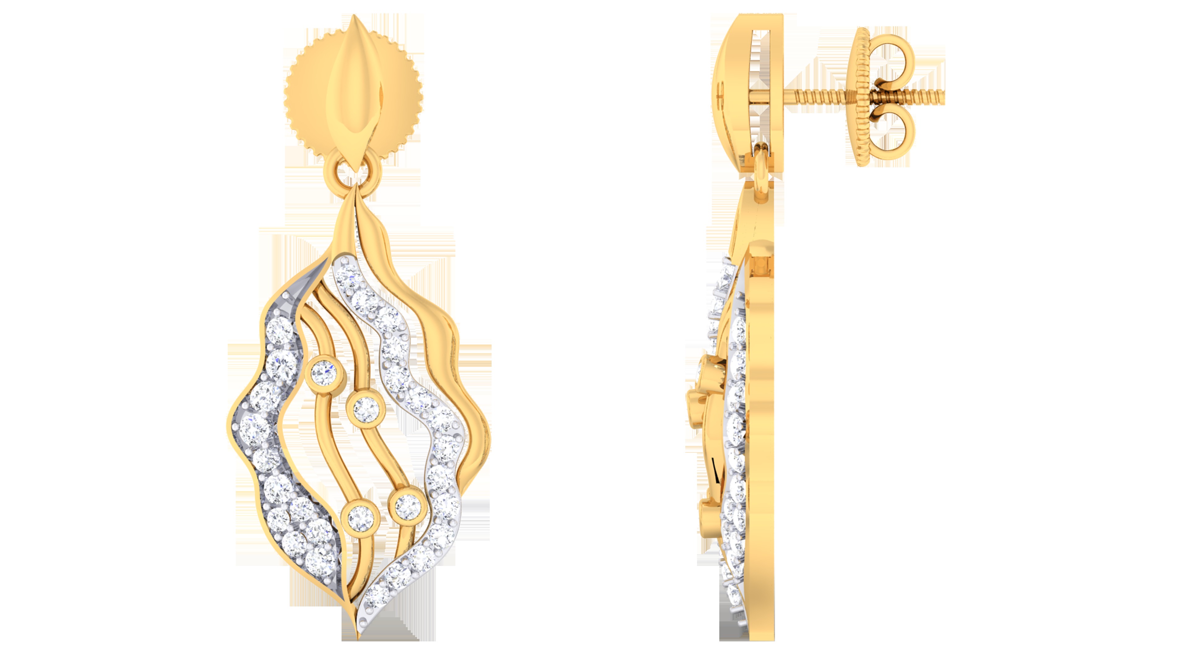 18k Yellow Gold Earring With Diamonds