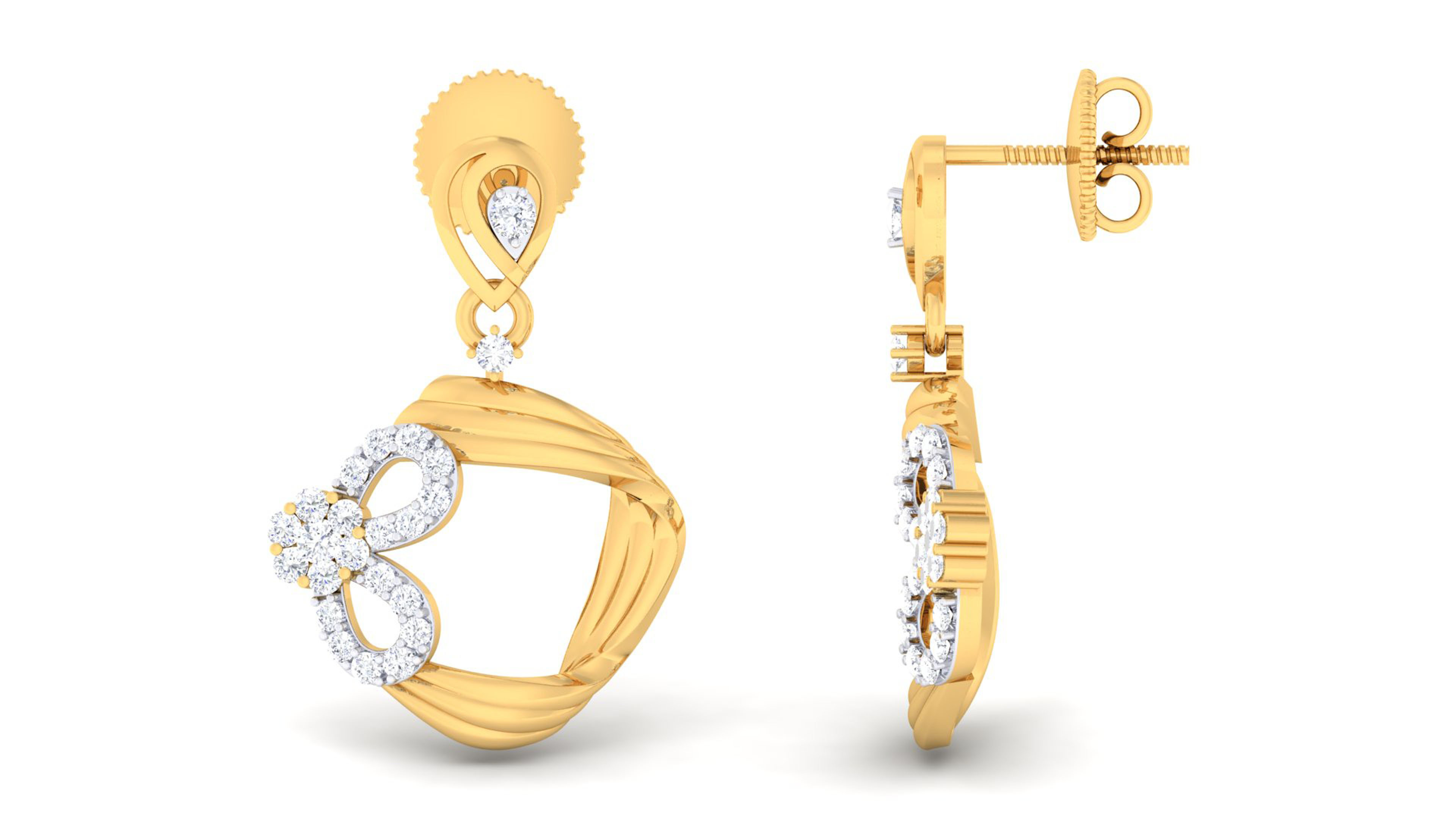 18k Yellow Gold Earring With Diamonds