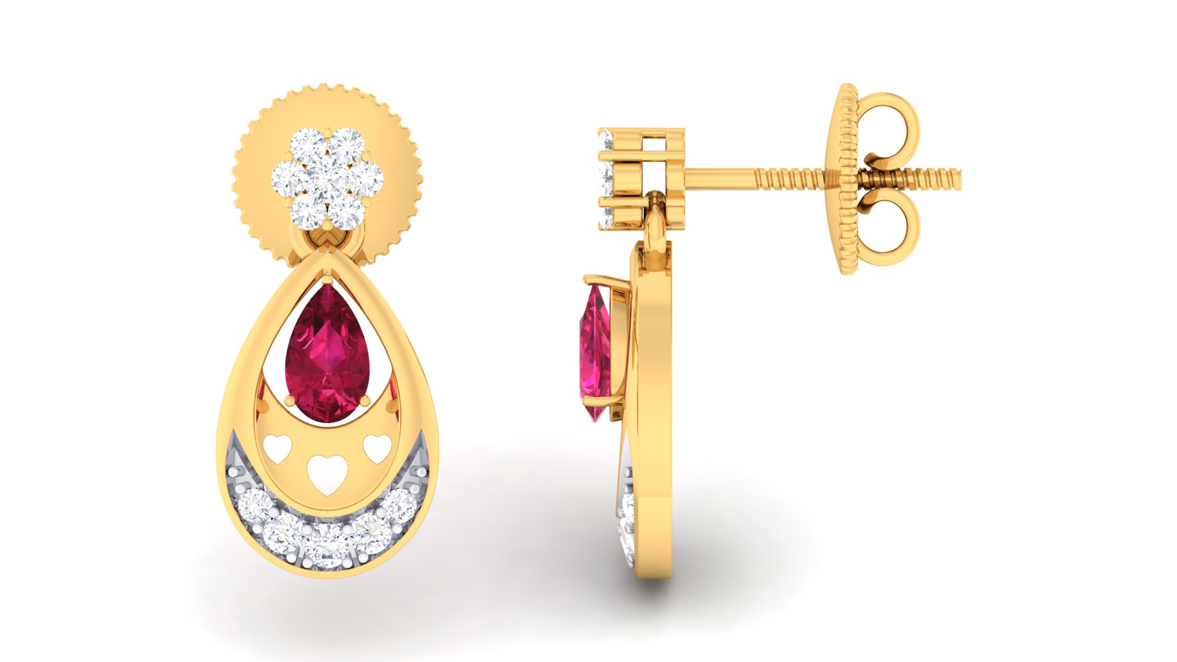 18k Yellow Gold Earring With Diamonds