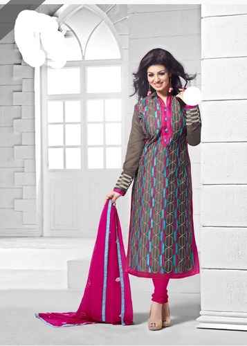 Gray And Pink Salwar Suit Dress Material