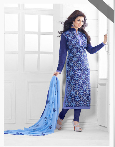 Blue And White Partywear Salwar Kameez