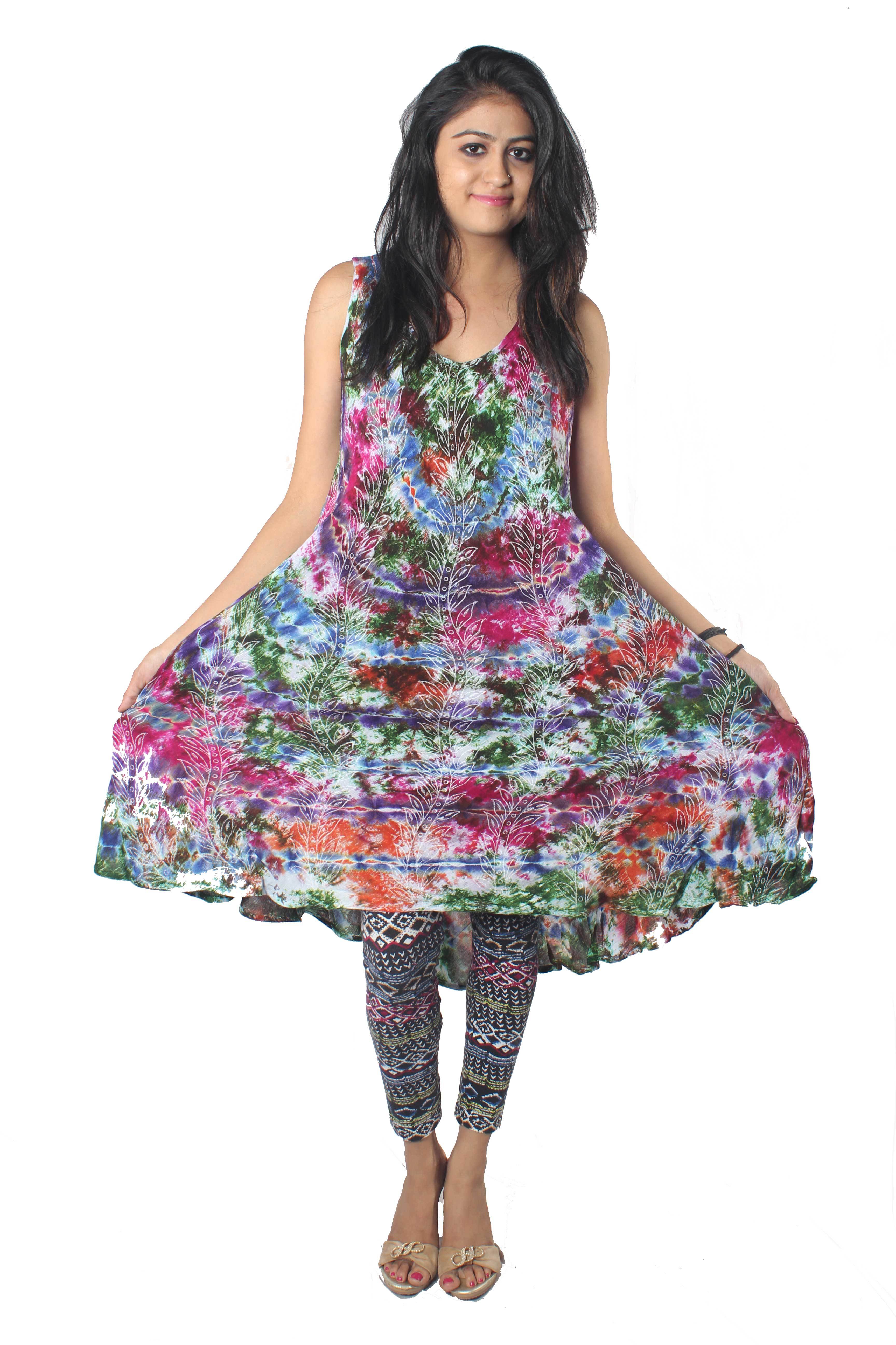 Multicolor Dress With Block Print