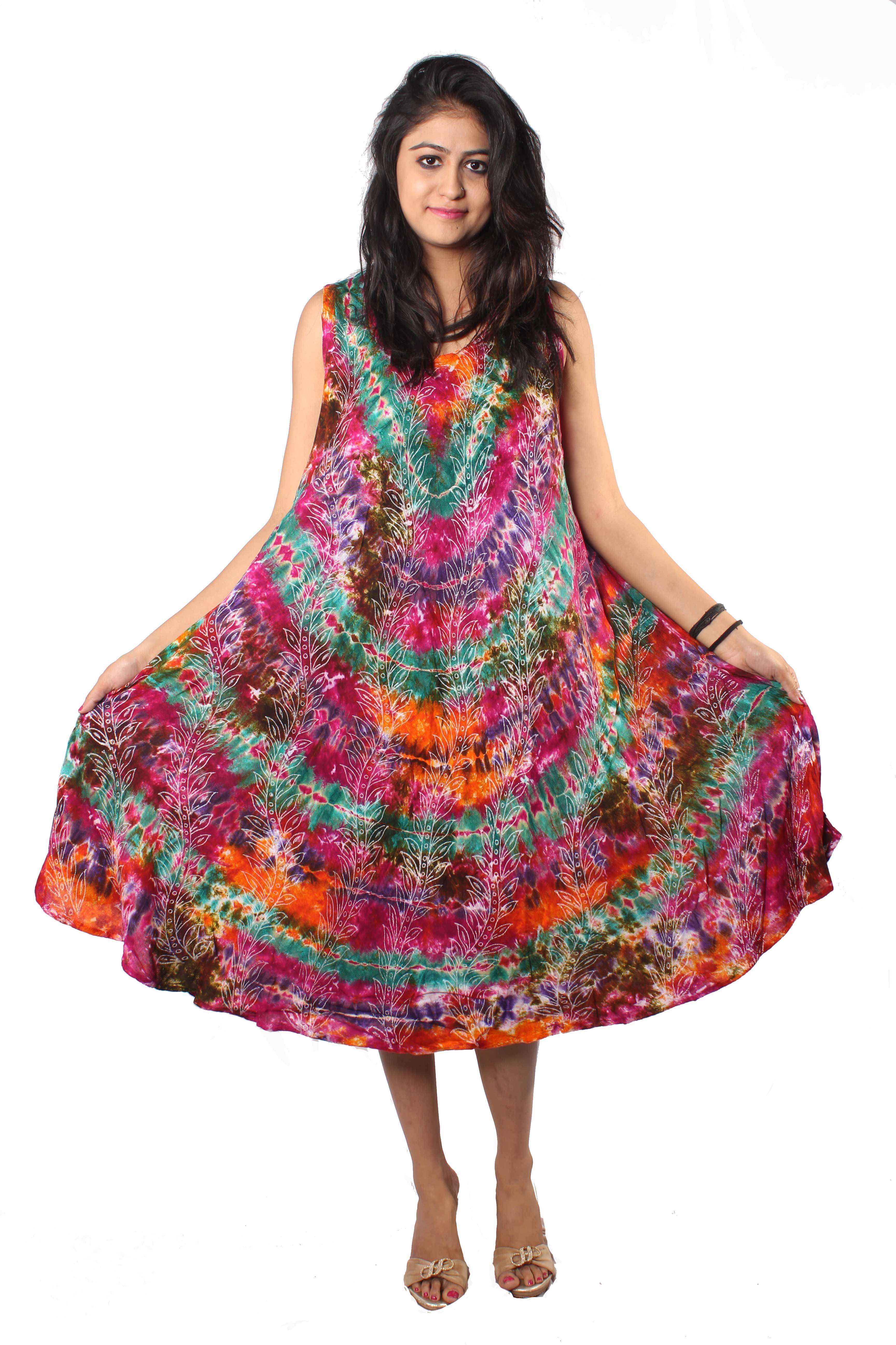 Multicolor Dress With Block Print