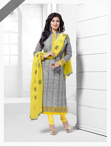 Yellow And White Women Dress Material