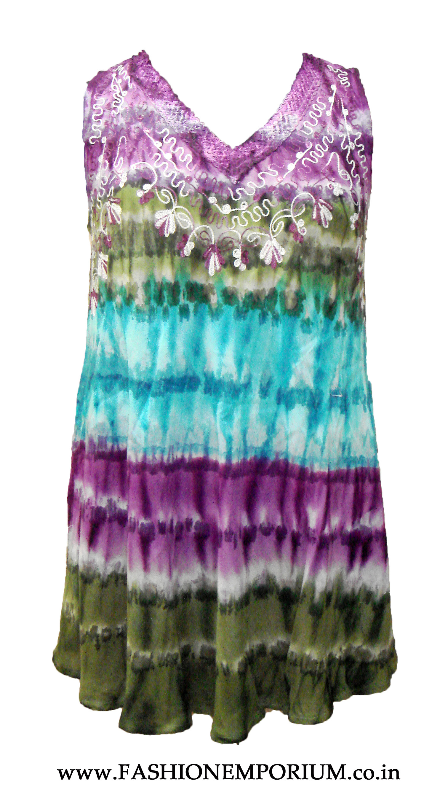 Multicolor Super Dye Top Without Sleeves