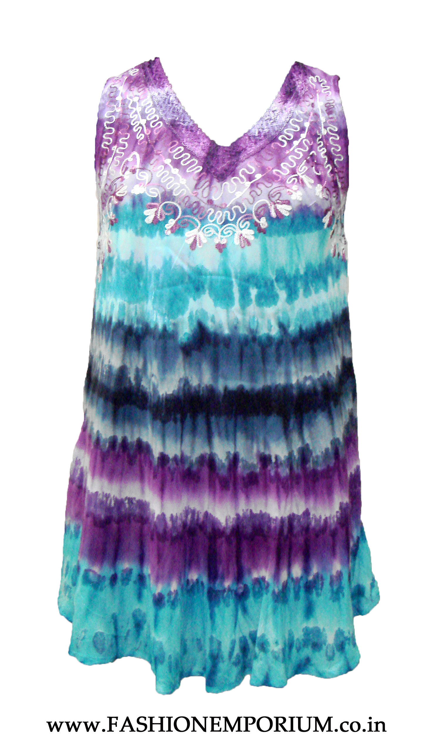 Multicolor Super Dye Top Without Sleeves
