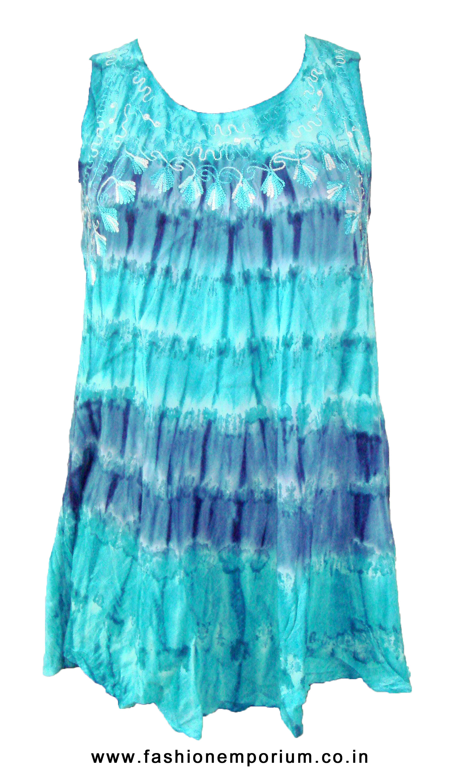 Multicolor Super Dye Top Without Sleeves