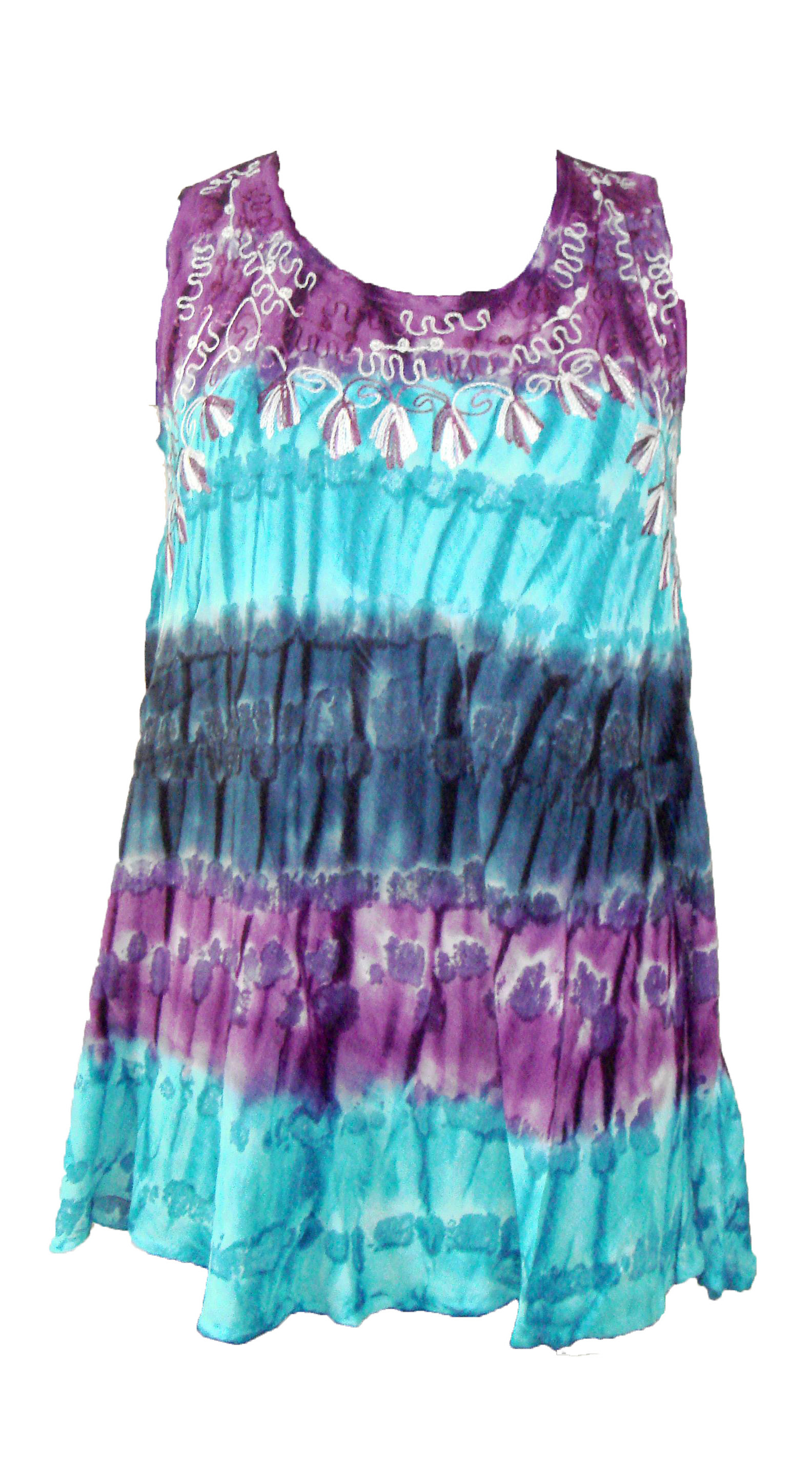 Multicolor Super Dye Top Without Sleeves