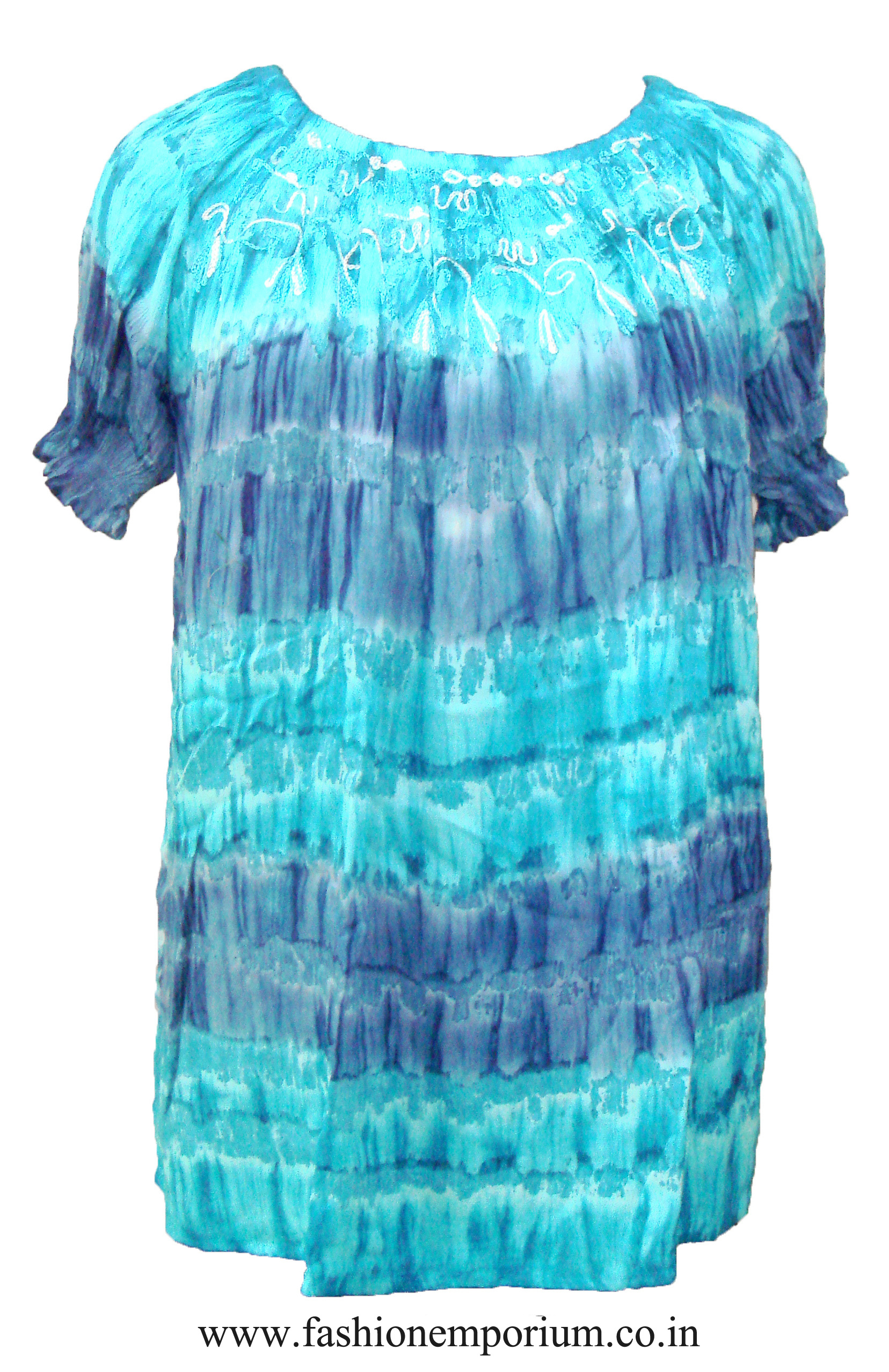 Multicolor Super Dye Neck Elastic Top