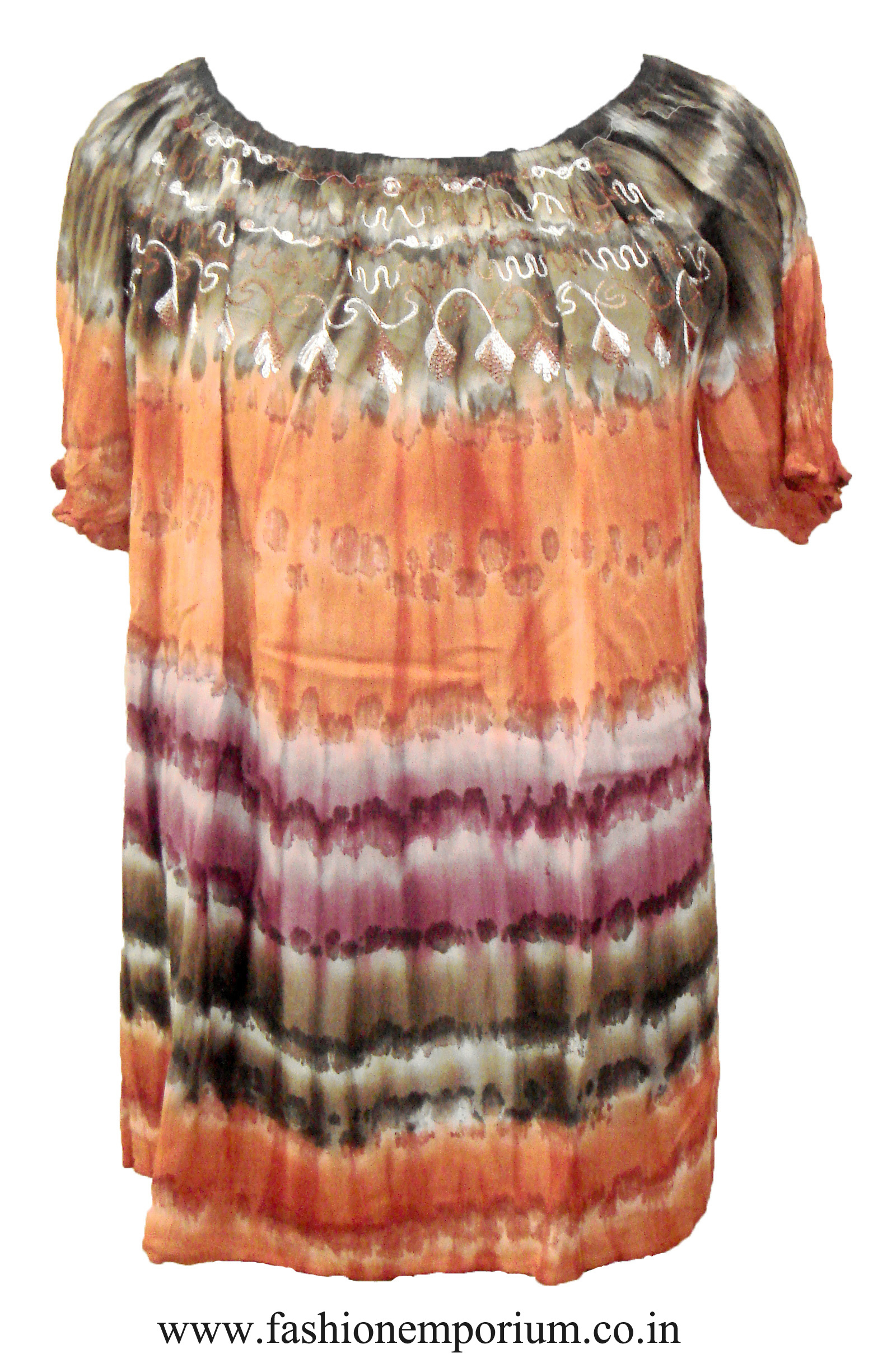 Multicolor Super Dye Neck Elastic Top