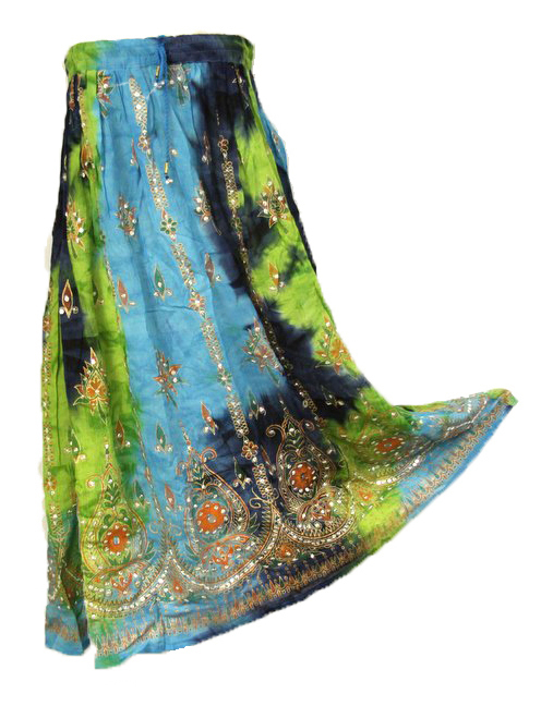 Orange Sequin Long Skirts