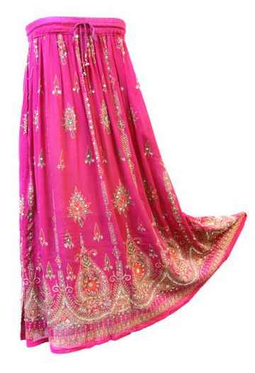 Orange Sequin Long Skirts