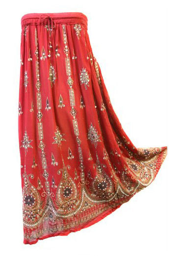 Orange Sequin Long Skirts