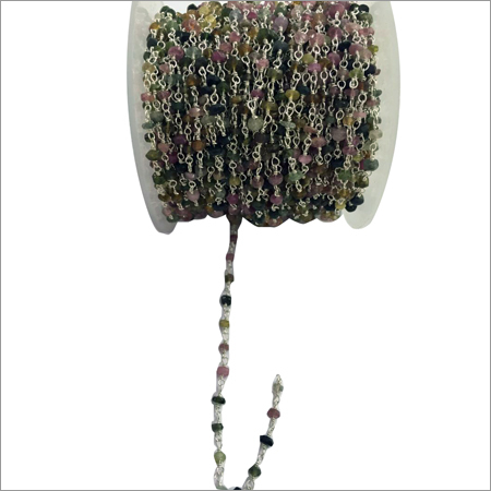 Multi Tourmaline Silver Plated Chain