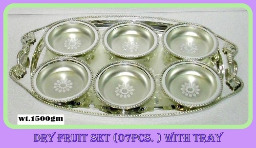 Dry Fruit Tray - Aluminum Alloy, Small To Large Size, Silver Color - Matt Finish, Durable Metal Design