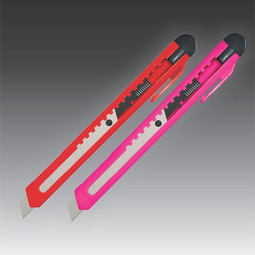 Small Paper Cutter - Plastic 9mm | High Quality, Sleek Design, Handy Pocket Clip, Available in Red, Blue, Yellow, Gray