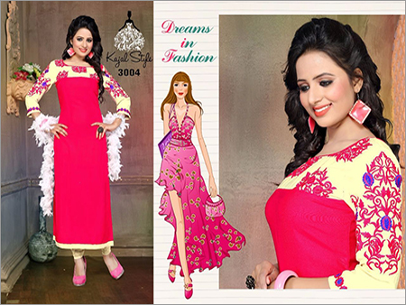 डिजाइनर कढ़ाई वाले कॉटन कुर्तियाँ