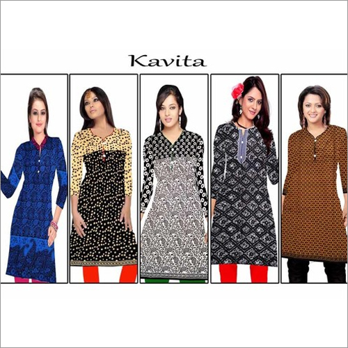 Black And Brown Printed Kurti Catalog