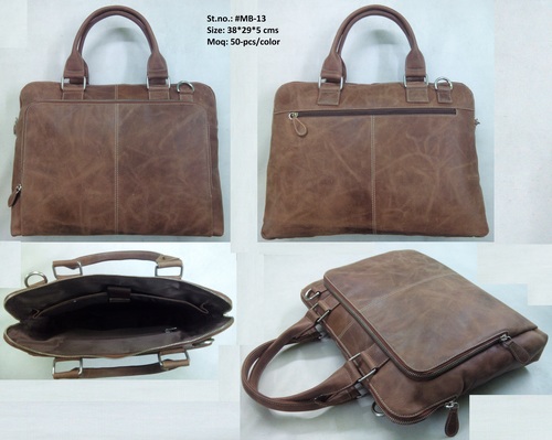 ब्राउन क्लासी मैसेंजर लैपटॉप बैग
