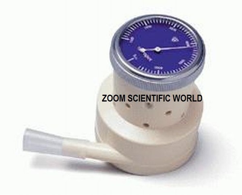 Spirometer - Plastic, 6 Lit. Capacity for Vital Capacity, White and Purple, Features Nylon Thread Compensated Counter Balance & Side Cock for Gases