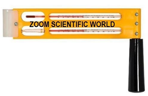 Whirling Hygrometer - Pinewood Frame, 5 to 500 C Range | Yellow Color, Suitable for Pharmaceutical Use, Weighs 300 Grams