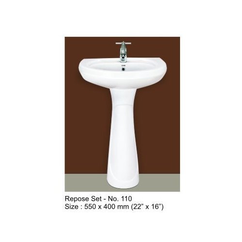 व्हाइट सिरेमिक पेडस्टल बेसिन