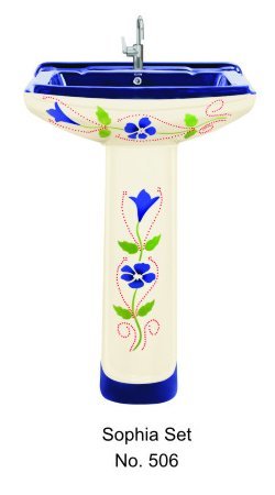 ब्लू सेरानिक प्रिंटेड बेसिन